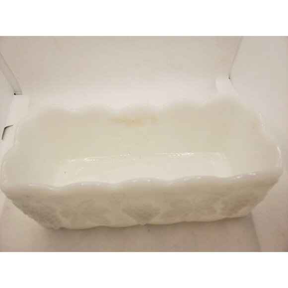 Anchor Hocking Milk Glass Loaf 8" x 3" Fire King Ware Planter Grape Vine White - Picture 4 of 9